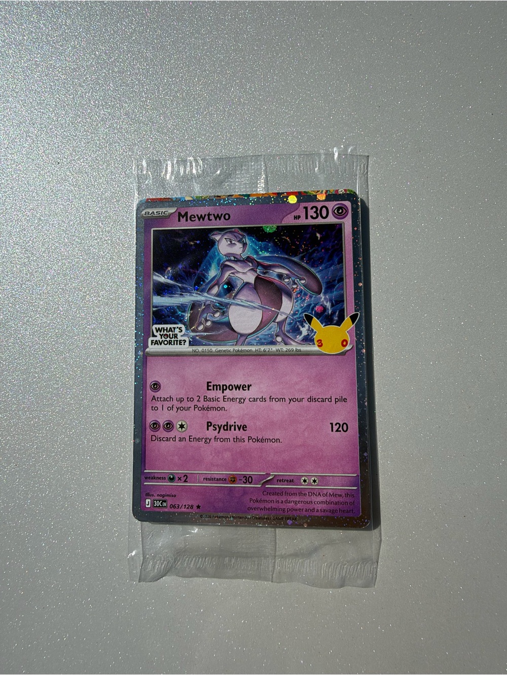 Pokemon 30th Anniversary Mewtwo Celebrations Promo Card Exclusive
063/128